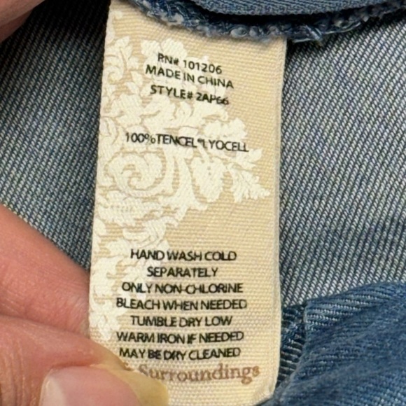 Soft Surroundings Romper Denim Blue Chambray Culottes Jumpsuit Women Size Medium - Picture 11 of 15